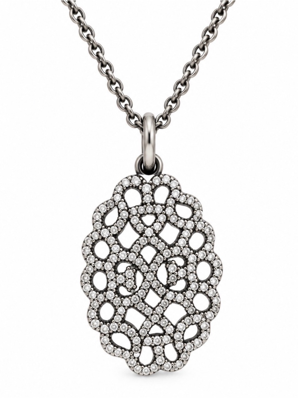 Retired Pandora Shimmering Lace CZ Sterling Silver Necklace 390358CZ-90